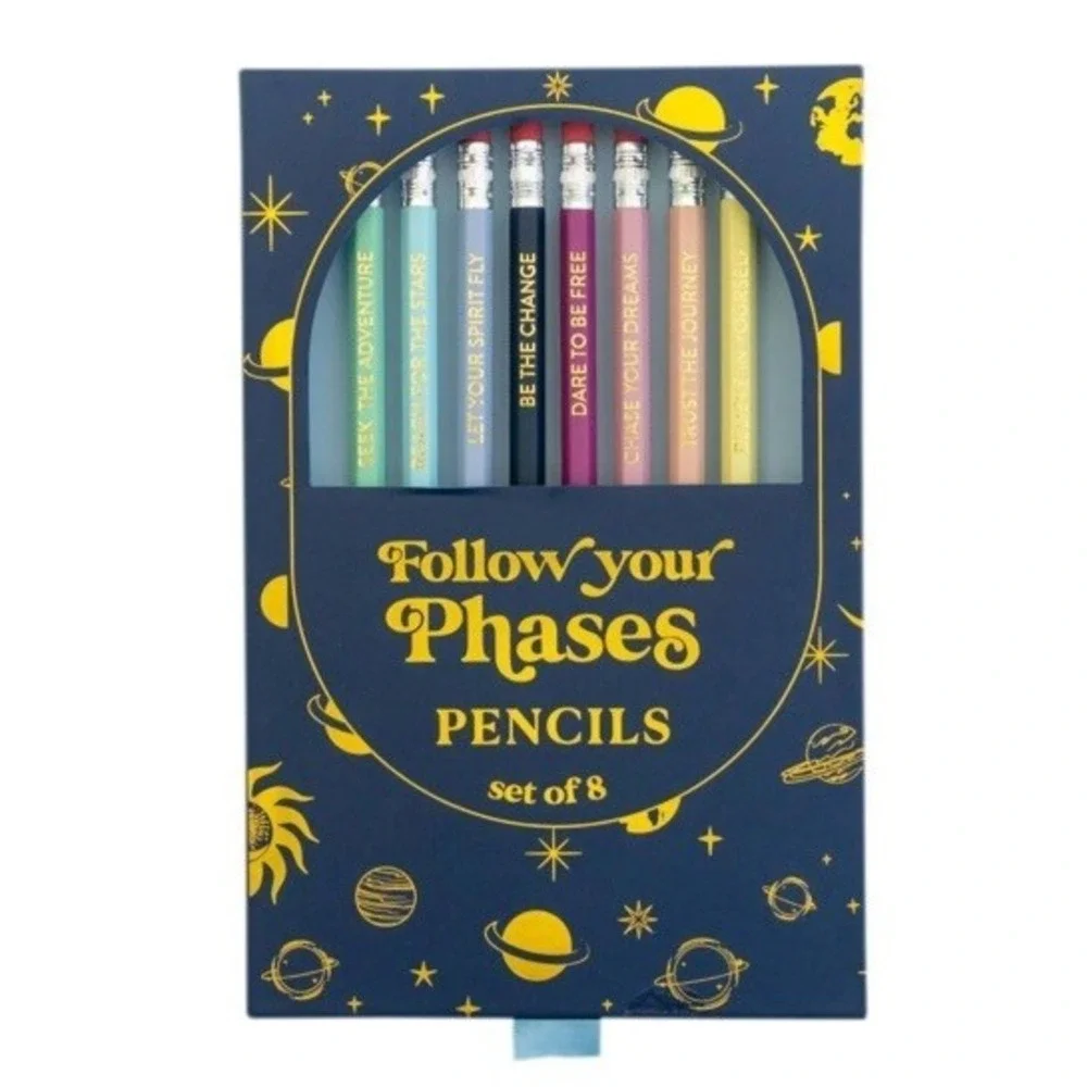 Eccolo Target, Follow Your Phases Pencils, Set of 8, Inspiration Quotes Teacher